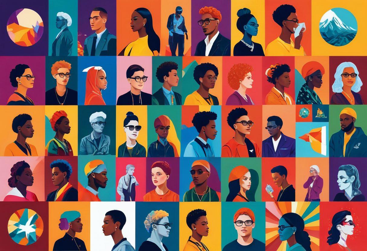 A visually diverse collage featuring a vibrant, stylized spectrum of content, from HD crystal-clear imagery to authentic amateur captures, juxtaposed with artistic icons representing the variety of genres available. The background should be a subtle blend of rich colors, symbolizing inclusivity and diversity. Vector art. vibrant colors.